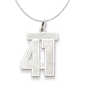 Sterling Silver, Jersey Collection, Medium Number 41 Necklace - 16 In